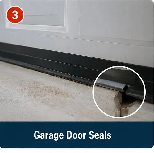 Garage door seal checked for rodent entry points