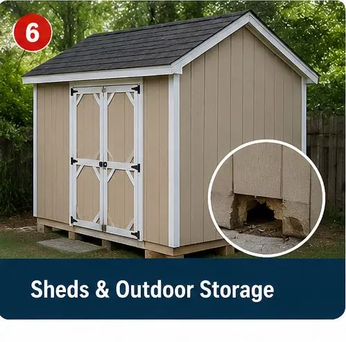 Shed and outdoor storage inspection for rodent entry